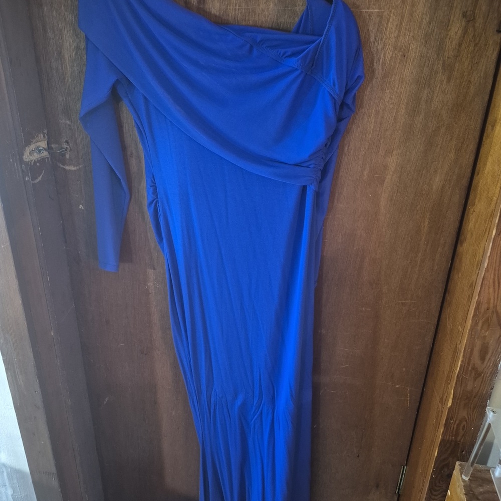 Chic Royal Blue Off-Shoulder High Low Dress